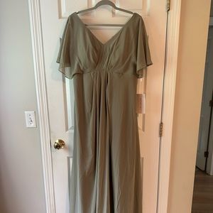 Chiffon Silver Sage Maternity Maxi Dress